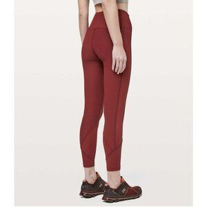Lululemon Daily Lineup 7/8 Tight *25" Dark Sport Red Sz 6 EUC